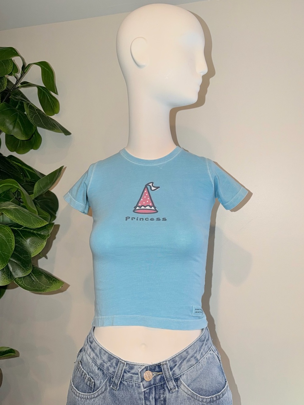 Life Is Good Light Blue Princess Graphic Crop Tee